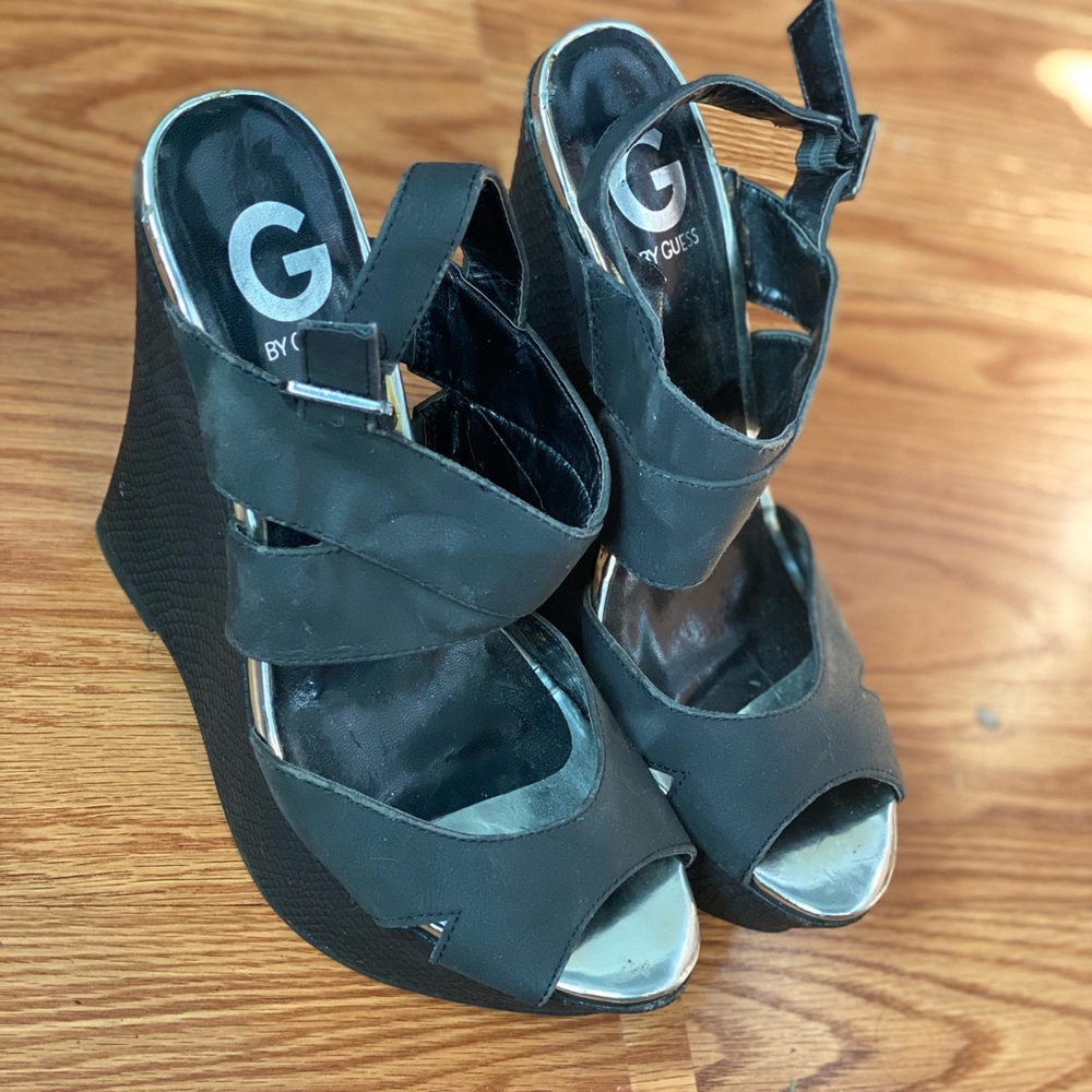 G By Guess Black Wedge Heels